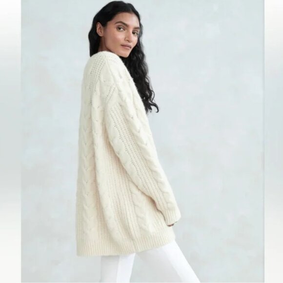 NWT Jenni Kayne Cable Cocoon Cardigan in Ivory Size XS - Picture 3 of 12